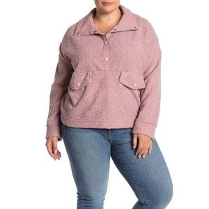 NWT Nordstrom Faux Shearling Snap Front Pullover